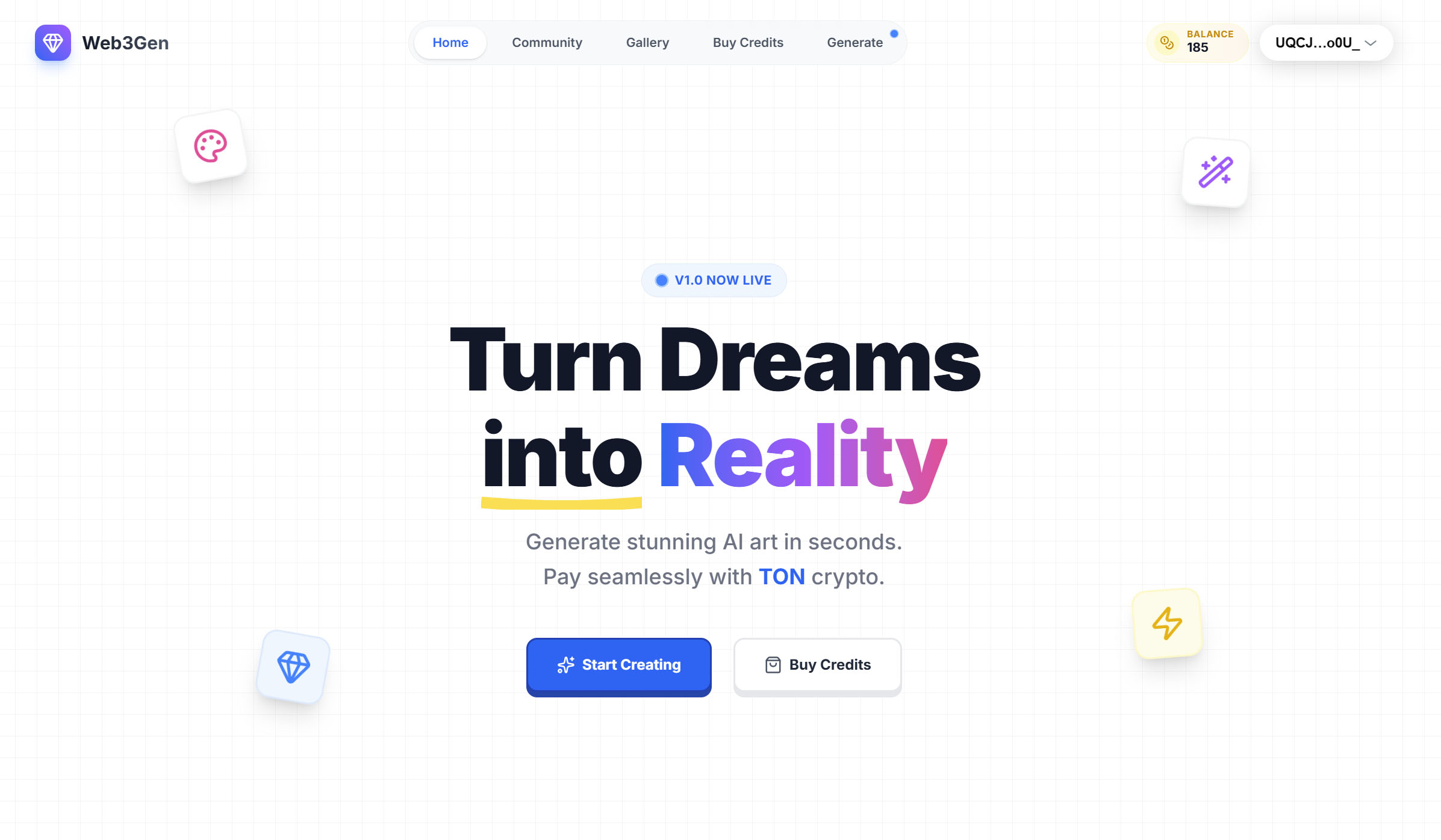 Generator Imej AI dengan Pembayaran TON Blockchain screenshot 1