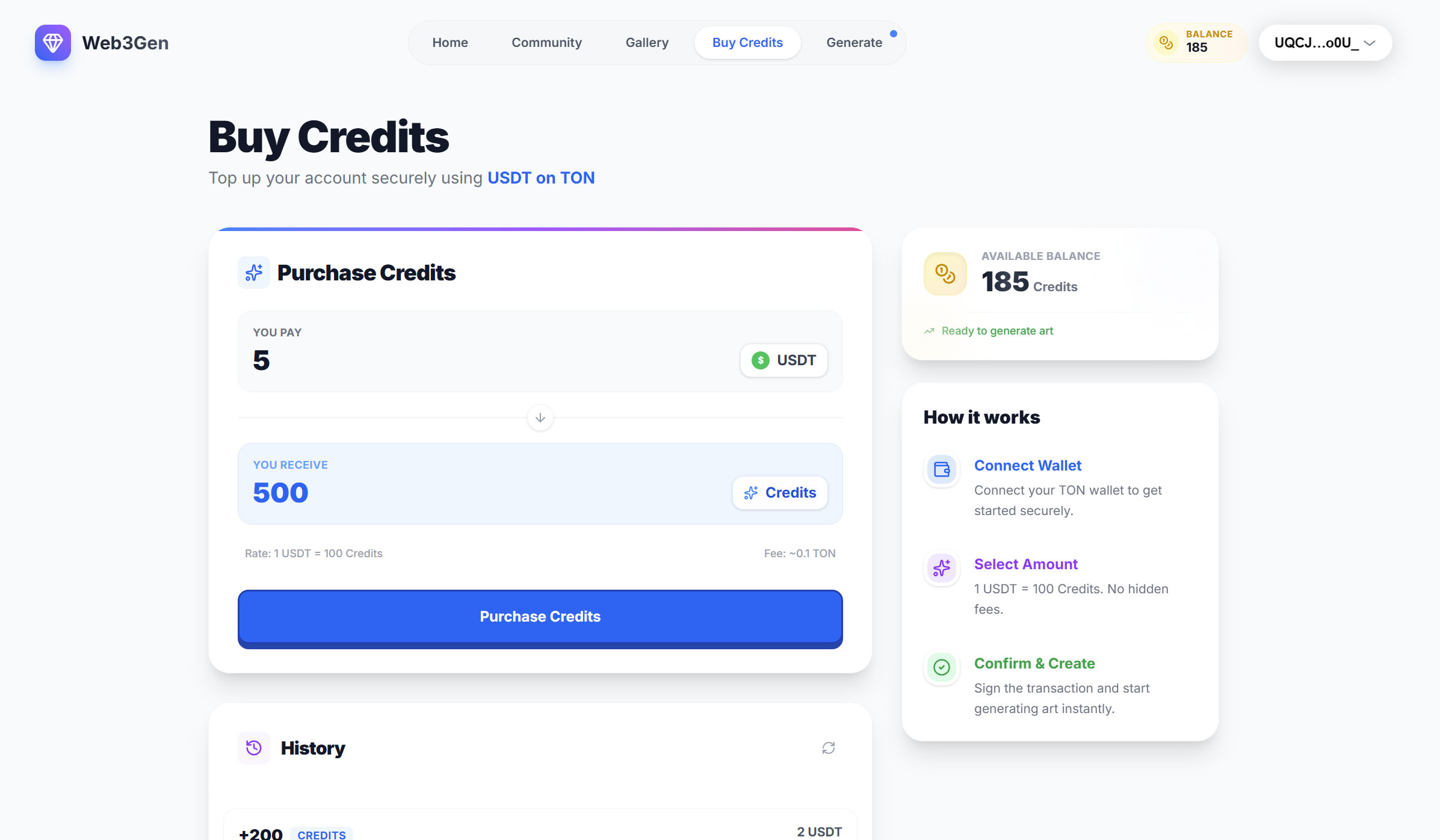 Generator Imej AI dengan Pembayaran TON Blockchain screenshot 4